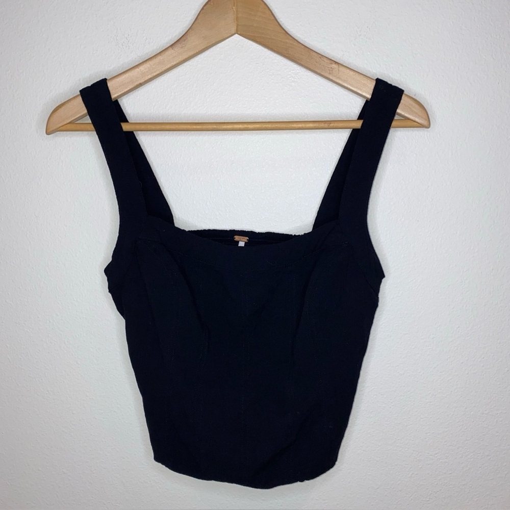 Free People‎ Black Scarlett Cropped Tank Top Size M - Picture 3 of 9